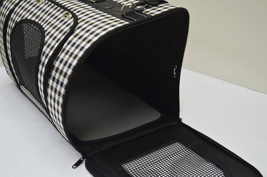 Amazon.co.jp: ペットキャリーバッグ チェック柄 Mサイズ